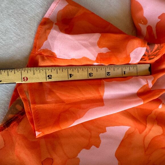 NEW Hutch Flounce Romper Floral Orange Long Sleeve Flowy Beach Resort Small - Picture 9 of 14